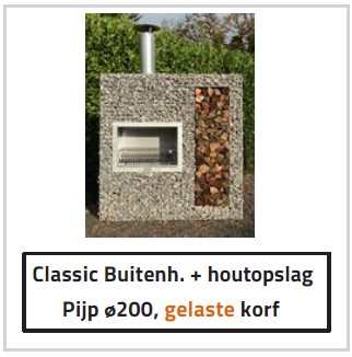 GC Classic Buitenhaard + Houtopslag Gelaste Korf 180 L x 180H x 50 D cm  A. van Elk BV